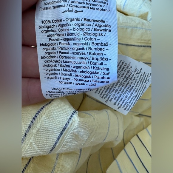 YAS NWT yellow midi dress size 8 striped bow front smocked midi - Picture 6 of 10